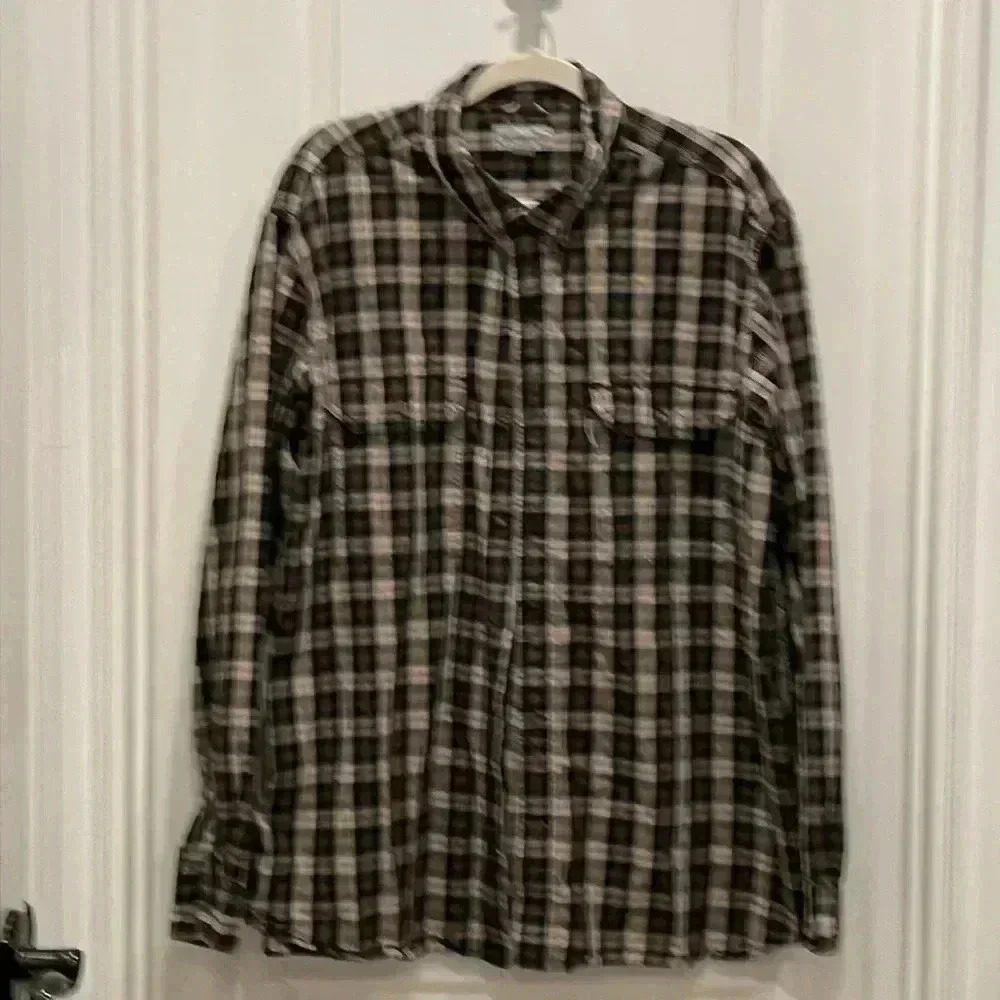 CARHARTT RELAXED FIT LONG SLEEVE BROWN PLAID SHIRT SUZE XL